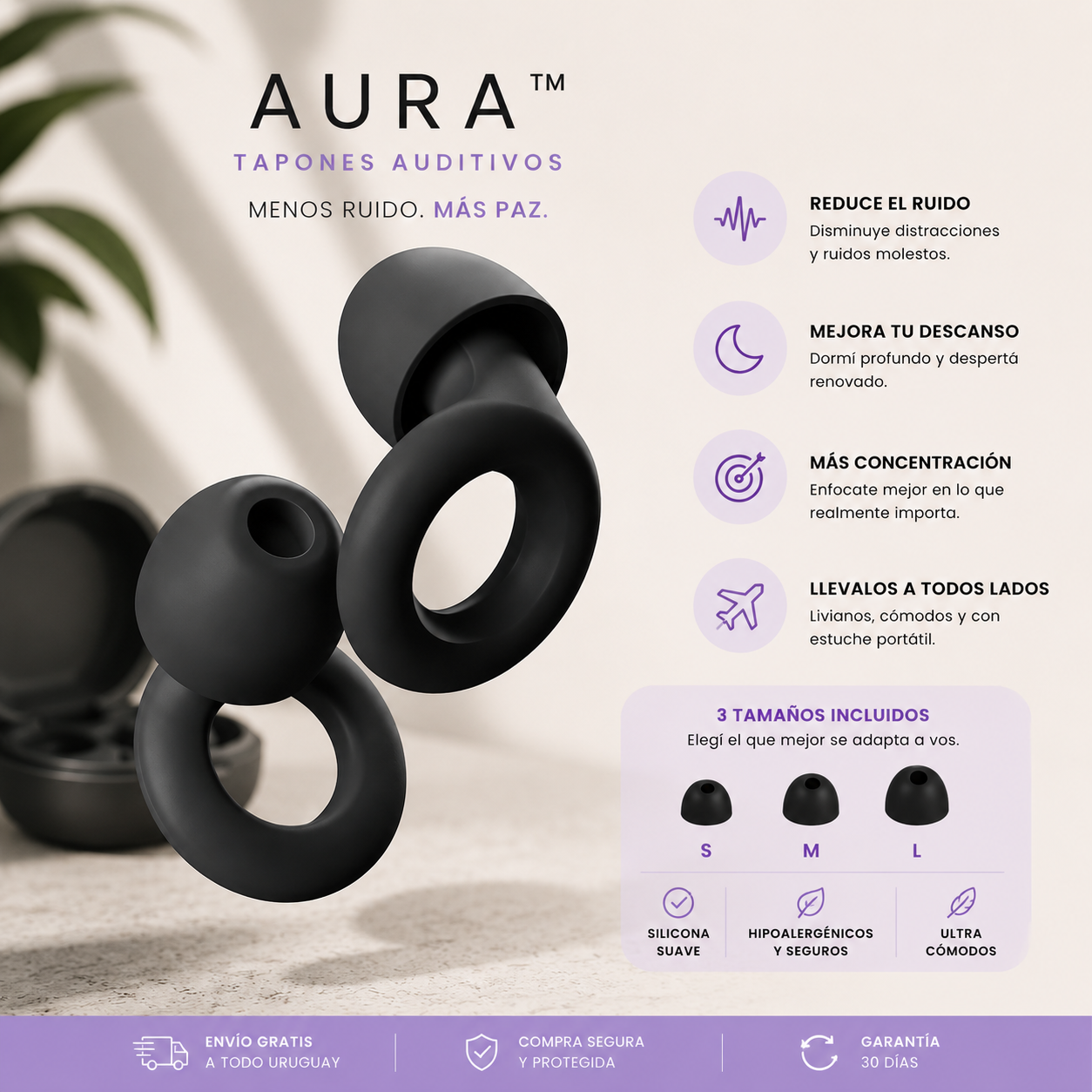 Tapones Auditivos Aura – Concentración & Descanso